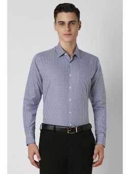 Van Heusen - Men Blue Slim Fit Checks Full Sleeves Formal Shirt