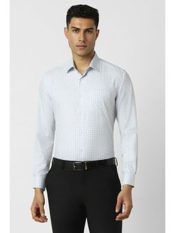 Van Heusen - Men White Regular Fit Checks Full Sleeves Formal Shirt