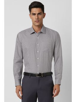 Van Heusen - Men Grey Slim Fit Checks Full Sleeves Formal Shirt