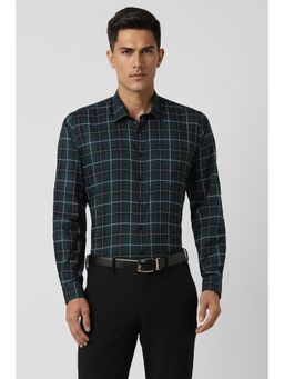 Van Heusen - Men Green Slim Fit Checks Full Sleeves Formal Shirt