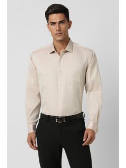 Van Heusen - Men Beige Regular Fit Woven Design Full Sleeves Formal Shirt