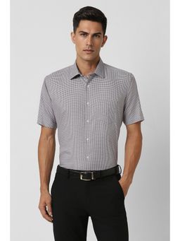 Van Heusen - Men Grey Regular Fit Checks Half Sleeves Formal Shirt