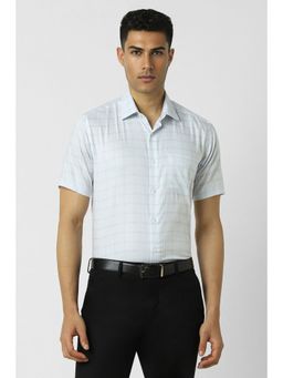 Van Heusen - Men Blue Regular Fit Checks Half Sleeves Formal Shirt