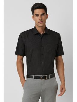 Van Heusen - Men Black Regular Fit Checks Half Sleeves Formal Shirt