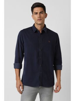 Van Heusen - Men Navy Blue Slim Fit Solid Full Sleeves Casual Shirt
