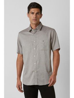 Van Heusen - Men Grey Slim Fit Printed Half Sleeves Casual Shirt