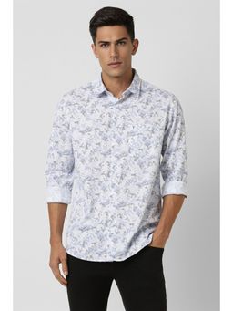 Van Heusen - Men White Slim Fit Printed Full Sleeves Casual Shirt