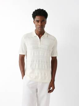 The Bear House - Men's Causal Off White Polo T-Shirt