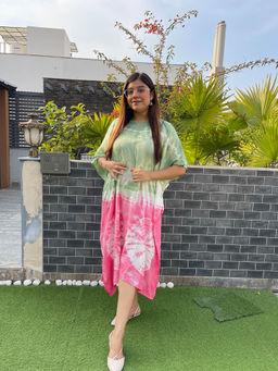 Maaesa - Multi- Color Women Hand Dyed Crepe Rayon Kaftan Kurta