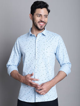 Cantabil - Men Sky Blue Casual Shirt