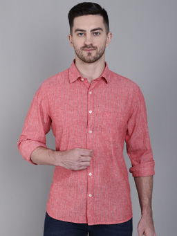 Cantabil - Casual Red Cotton Shirt
