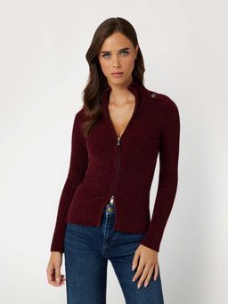 Guess - Women Ribbed High Neck Long Sleeves Cardigan