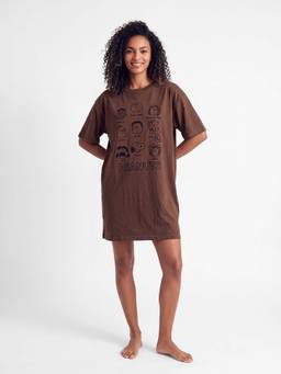 max - Women Printed Nightdress - Brown
