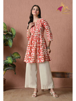 Sia - Ab Pehnegi Duniya - Red Printed Straight Tunic & Palazzo