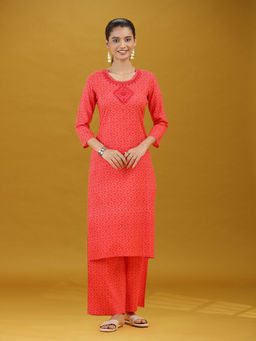 Cotton Culture - Red Floral Straight Kurta & Pant
