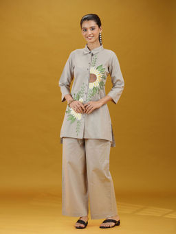 Cotton Culture - Grey Embroidered Straight Co-ord Set