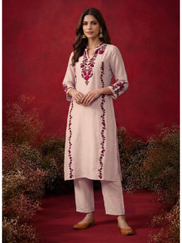 Lakshita - Ivory Embroidered Straight Kurta & Pant