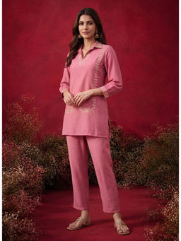 Lakshita - Pink Embroidered Straight Co-ord Set