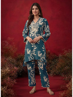 Lakshita - Blue Floral Straight Co-ord Set