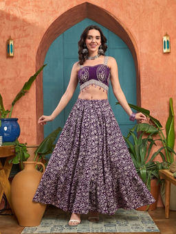 Stylum - Purple Floral Straight Top & Skirt
