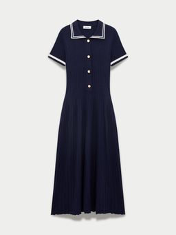 Pomelo - Pleated Polo Dress - Dark Navy