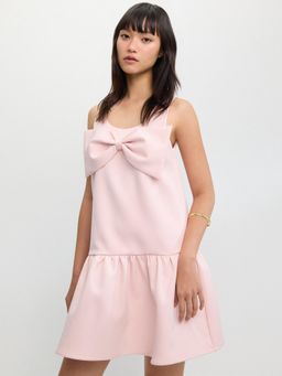 Pomelo - Bow Detail Mini Dress - Light Pink