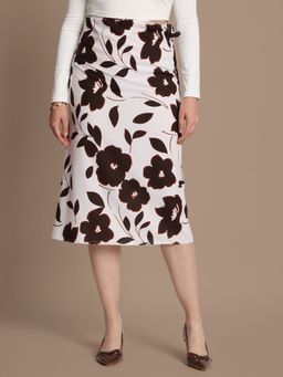 Bene Kleed - Women Floral Printed Wrap-Around Midi Skirt