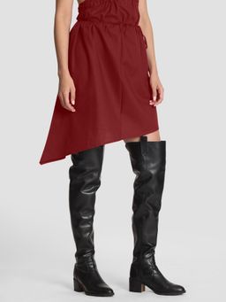 Bene Kleed - Women Solid Slim Fit Side Tie Up Mini Skirt