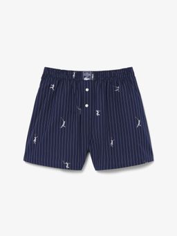 Lacoste - Blue Cotton Poplin Jacquard Boxer Shorts