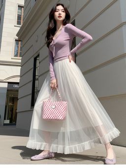 Outzidr - White Sheer A-Line Maxi Skirt