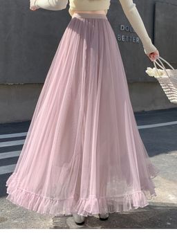 Outzidr - Lavender Sheer A-Line Maxi Skirt