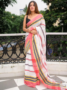 Odette - Multi-Color Cotton Saree with Unstitched Blouse
