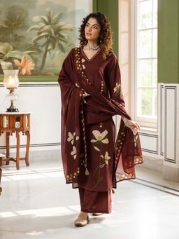 Autumnlane - Karen Borde Cotton Kurta With Palazzo & Dupatta