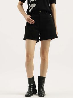 United Colors of Benetton - Women Black Cotton Blend Solid Shorts