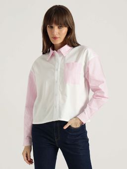 United Colors of Benetton - Women Pink Pure Cotton Stripes Shirt