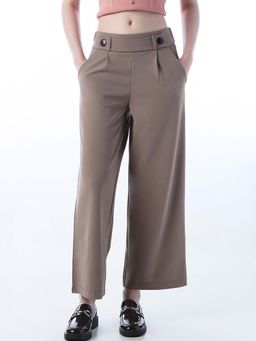 ONLY - Women Brown Polyester Blend Solid Trouser