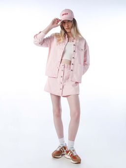 ONLY - Women Pink Cotton Solid Skorts