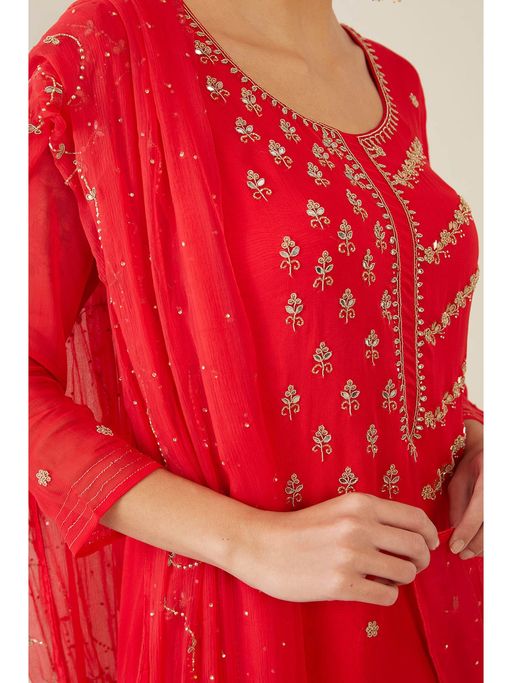 red georgette dress material Theresa Red Georgette Dress  Seoraa