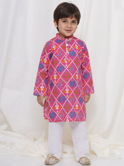 AJ Dezines - KP Pink Cotton Kurta With Pyjama (Set of 2)