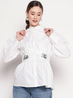 CAMLA - White Solid Mandarin Neck Shirt White