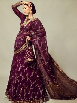 Odette - Designer Purple Semi Stitched Lehenga With Unstitched Blouse (Set of 3)