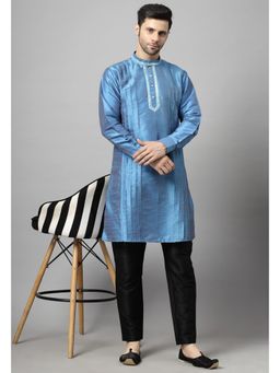 UTSAV FASHION - Men Yoke Mirror Work Silk Kurta with Pant