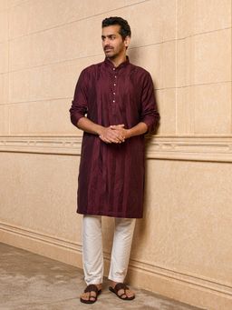 TASVA - Wine Embroidered Kurta and Pant