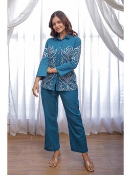 Autumnlane - Viva Tufts Teal Embroidered Cotton Co-Ord Set