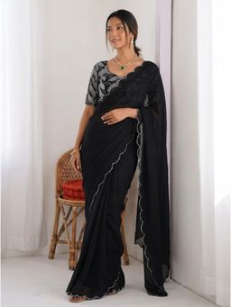 Gahan - Embroidered Beads and Stones Georgette Designer Saree with Unstitched Blouse