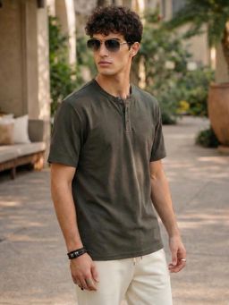 Nobero - Green Men's Plain Tshirt