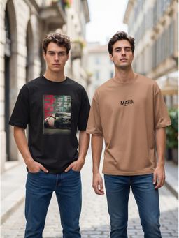 BULLMER - Men's Graphic Print Multi-Color T-Shirt (Pack Of 2)