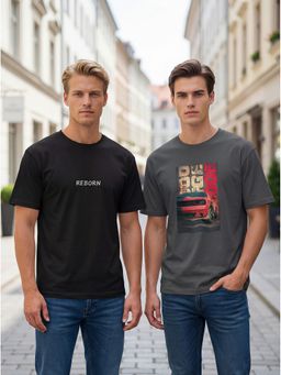BULLMER - Mens Graphic Print Multi-Color T-Shirt (Pack Of 2)