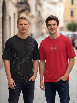 BULLMER - Men Graphic Print Multi-Color T-Shirt (Pack Of 2)