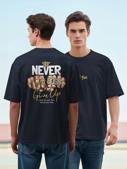 BULLMER - Graphic Print Navy Blue Men's T-Shirt